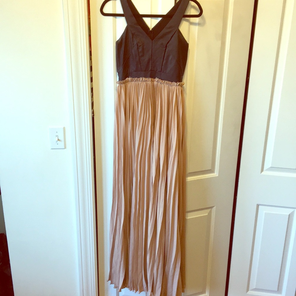 Akira Chicago Black Label leather and blush dress